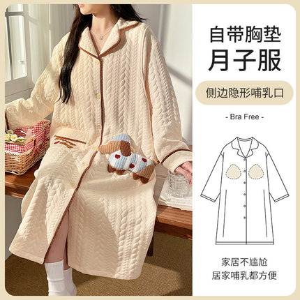 Yuezi Clothing with Chest Pad Autumn and Winter Air Cotton Thickened Warm Abdominal Pants Pregnant Women's Breastfeeding Skirt dress