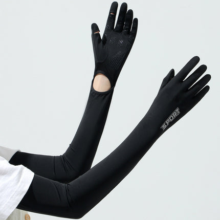 Summer sunscreen UV ice sleeve extended ice sleeve female nylon ice silk outdoor riding sunscreen gloves wholesale