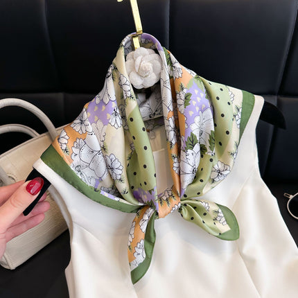 Simulated Silk Printed Silk Scarf for Women, Korean Cashew Leopard Print Headscarf, Four-Season Scarf, Professional Scarf Wholesale