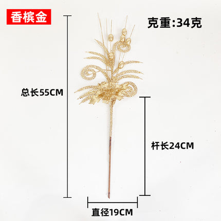 Cross-border sheep Christmas tree corner hollow gold pink flower berry insert simulation beauty leaf Christmas ball gold pink flower ornament