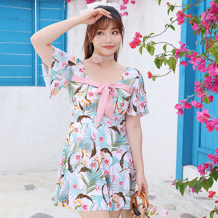 New Women's Beach Swimsuit Gather Conservative Fashionable Slim Belly Covering Slim-fit Hot Spring Skirt Swimsuit