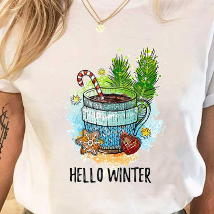 Wholesale ladies blouse supply Christmas happy fashion cartoon bottoming shirt clothes