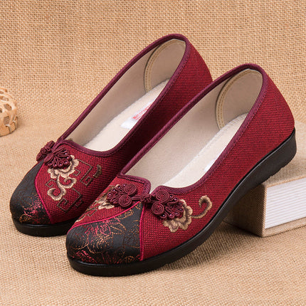 Old Beijing Cloth Shoes for Women, New Style, Embroidered Shoes for Elderly Women, Lightweight, Large Size, Widened and Extra Wide Shoes for Seniors