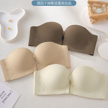 New Front-Clasp Invisible Anti-Slip Wireless Bra That Doesn'T Slip Off, Enhances Small Busts, Prevents Exposure, Seamless Bandeau Bra
