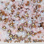 3-10mm flatback pearl resin rhinestones mixed assortment, 30g/pack / Semi-round pearl mixed with light pink brown ab series—m