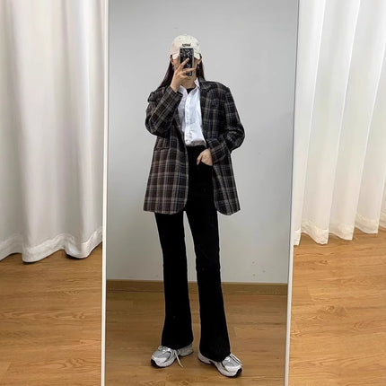 Black Bootcut Jeans for Women 2025 Spring & Fall New Large Size High Waist Slim Straight Floor-Length Bootcut Pants