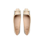 Milk tea patent leather (flat bottom) ready stock / 34