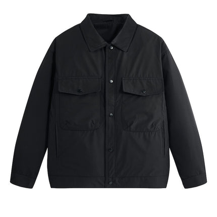Business Jacket with Stand Collar for Men, Large Pockets, Trendy Button Decoration, Three-Dimensional Multi-Pocket Jacket for Teenagers