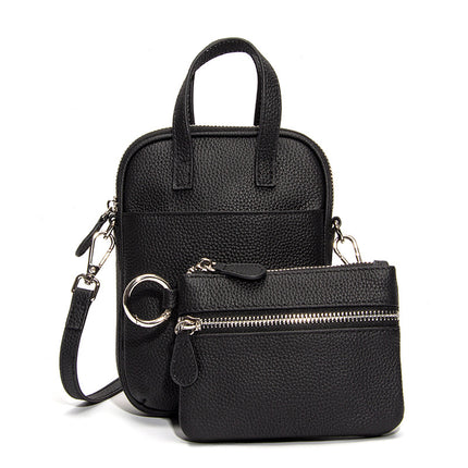 New Style Top Layer Cowhide Mobile Phone Bag Crossbody Women's Large Capacity Japanese-Style Vertical Genuine Leather Niche Shoulder Bag