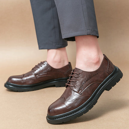 Men's British Style Business Casual Leather Shoes Fashion Trend Retro Lace-Up Leather Shoes Groom Wedding Shoes Dropshipping
