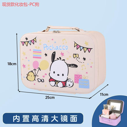 Leather Ready-Made Cartoon Makeup Case with Mirror, Makeup Bag with a High-End Feel, Multifunctional Storage Bag, Large Capacity Wholesale