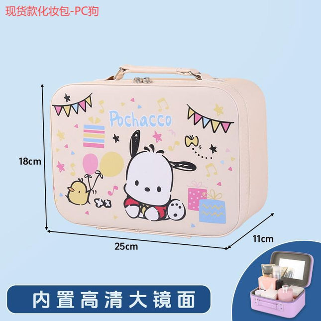 Leather Ready-Made Cartoon Makeup Case with Mirror, Makeup Bag with a High-End Feel, Multifunctional Storage Bag, Large Capacity Wholesale