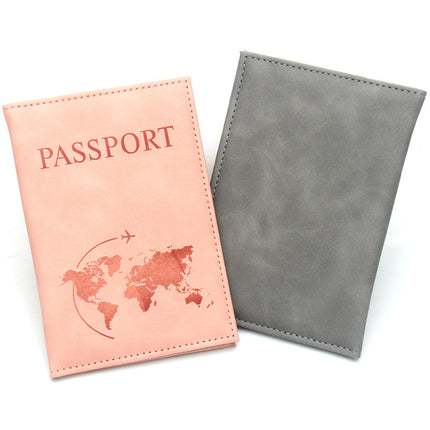 World Map Airplane Passport Holder, Lightweight Leather Passport Case, Portable, Unisex, Universal Passport Cover Set