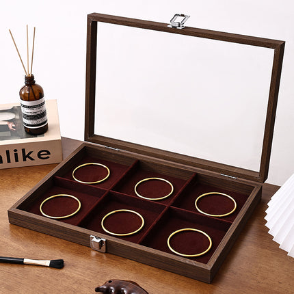 Walnut Jewelry Storage Box Ring Earrings Necklace Bracelet Box Solid Wood Large Capacity Anti-Oxidation Jewelry Display Box