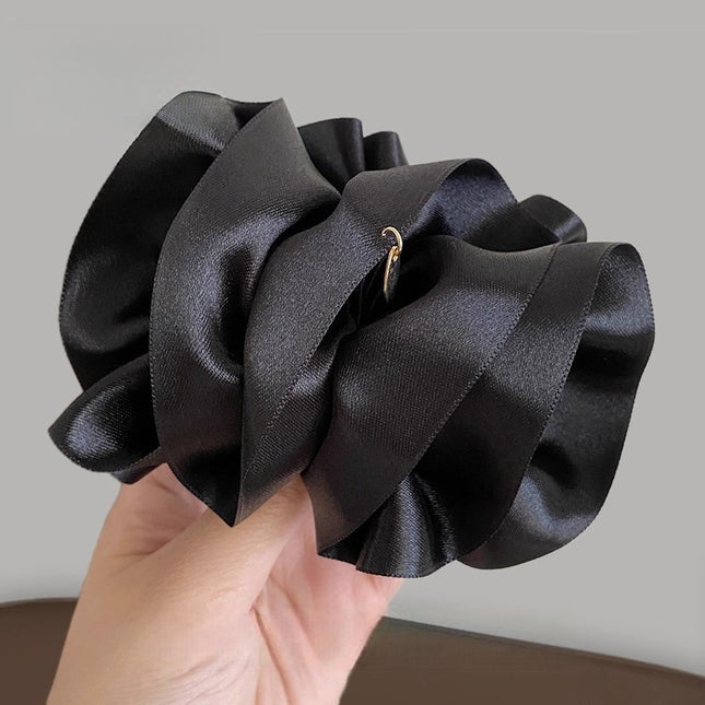 French-Style Bubble Pleated Banana Clip for Women 2025 New Model, Back-Of-Head Bun Horizontal Clip to Enhance Hair Volume, Vertical Clip Hairpin Twist Clip