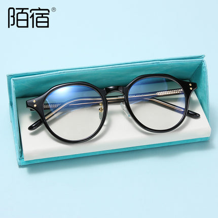 Olive green glasses frame Korean fashion retro polygon TR90 plate flat needle with myopia 2022 anti-blue light
