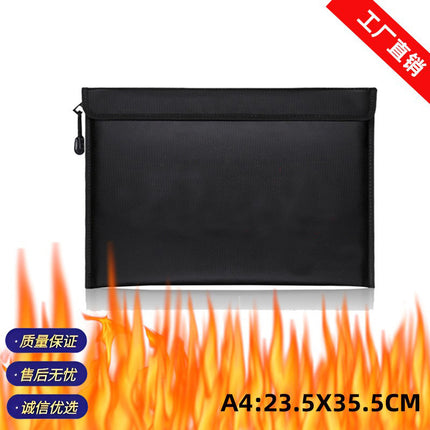 Factory Direct Sales High Temperature Resistant Fireproof Document Bag Silicone Fiberglass Household Commercial Safety Flame Retardant Storage Bag with Certification