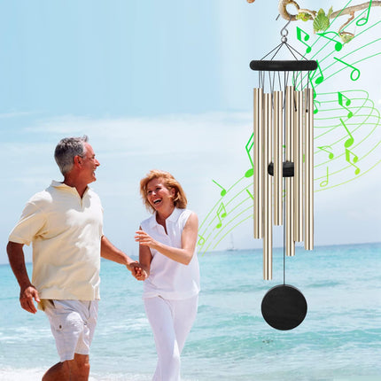 Cross-border hot-selling wooden wind chimes with 6 aluminum tubes home craft wooden wind chimes courtyard decoration craft gifts wholesale
