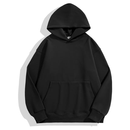Lamb Wool Drop-Shoulder Loose Sweatshirt with Pockets, Hooded Pullover, Trendy Heavyweight Thickened Autumn and Winter Hoodie, Casual Fashion