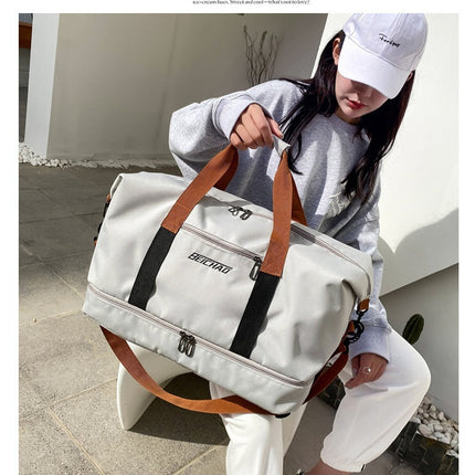 New Travel Bag Large Capacity Boarding Duffel Bag Cover Tie Rod Travel Gym Bag Cross-border Dry and Wet Separation Shoe Bin Bag