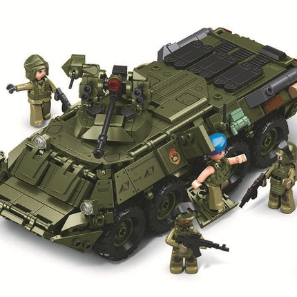 Little Luban B1251Btr80As Infantry Fighting Vehicle Building Blocks Military Tank Model Educational Assembly Toy Cross-Border Male