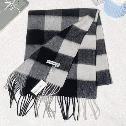 Solid Color Scarf Women's Winter 2024 New Big Brand Korean Style Cashmere Wool Winter Warm Neck Shawl Ins Card