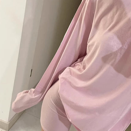Spot Bf Style Skims Lazy and Skin-Friendly Loose Long-Sleeved T-Shirt Women's Kardashian Home Wear Shorts Pajama Set