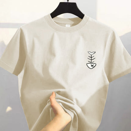 100% Cotton Short-Sleeved T-Shirt Men's Summer New Hong Kong Style Ins Trendy Brand Casual Simple Loose Versatile Half-Sleeved Top