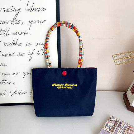Dropshipping New Cute Letter-Print Handbag for Women, Solid Color Phone Bag, Practical Travel Small Tote Bag