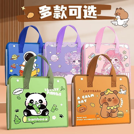 2025 New Cartoon Portable Test Paper Organ Bag for Students Multi-Layer Classified Storage Bag A4 Folder Large Capacity
