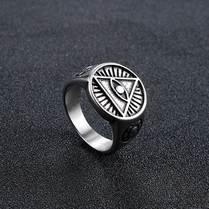 European and American Popular Jewelry Stainless Steel Ring Space Eye Ring Retro Trendy Male Stylish Punk Stainless Steel Ring