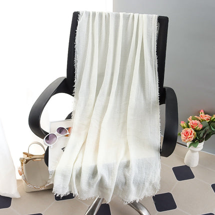 New Spring and Summer Fashion Cotton and Linen Solid Color Headscarf Beach Towel Sun Protection Large Size Silk Scarf Shawl for Women