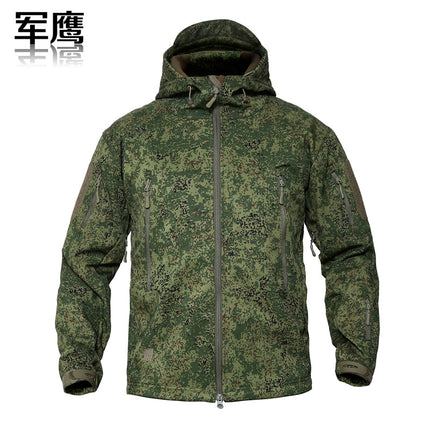 2026 Cross-Border Military Eagle Shark Skin Soft Shell Tactical Camouflage Jacket Men's Warm Breathable Wear-Resistant Military Fan Waterproof Jacket