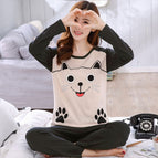 S smiley face footprint cat long set / M