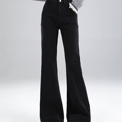 high quality High Waist Flared Jeans Women's New Micro-stretch Micro-lar Pants Non-stick Leg Retro Slimming Horseshoe Pants