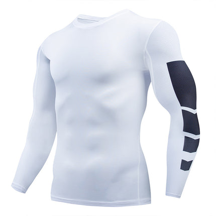 2025 new in stock quick-drying breathable outdoor running sports compression tight fitness training printed long sleeve top