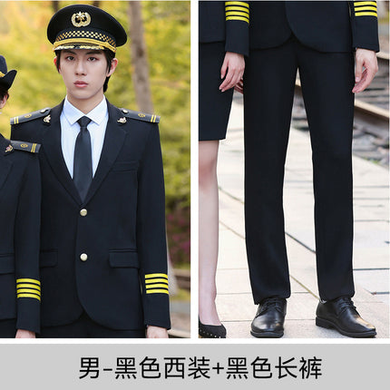 Long-Sleeved Suit High-Speed Rail Attendant Uniform Aviation College Uniform Men's and Women's Hotel Property Security Work Clothes