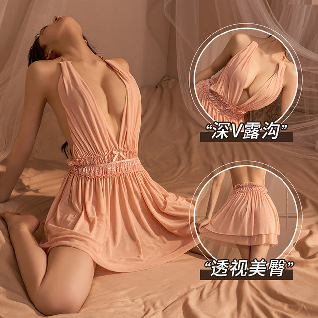 Sexy Pajamas Passion Perspective Underwear Sexy Teasing Lace plus size Halter Skirt Tempting suit Uniform