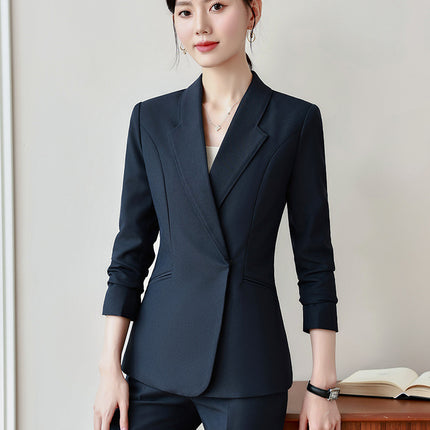 Grey Professional Long-sleeved Suit suit Women's 2024 Temperament Autumn Hotel Front Desk Work Clothes High-end Jewelry Store Fixtures