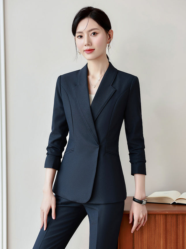 Grey Professional Long-sleeved Suit suit Women's 2024 Temperament Autumn Hotel Front Desk Work Clothes High-end Jewelry Store Fixtures