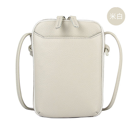 2023 new niche design simple genuine leather women's bag shoulder crossbody small bag mobile phone bag mini foreign trade bag for women