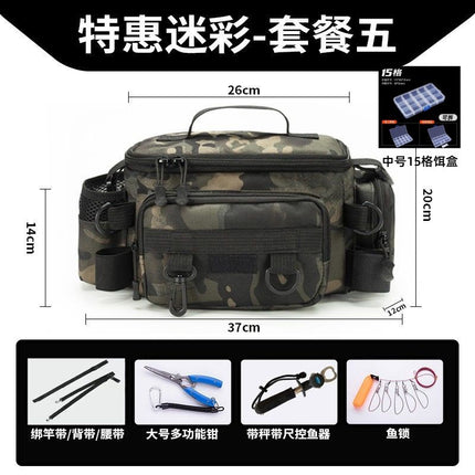 [Send bait box] fishing gear Luya special storage bag waist bag crossbody shoulder waterproof bag large capacity fishing rod bag