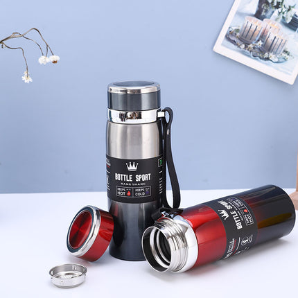 Large-Capacity Sling Pot 316 Stainless Steel Thermos Cup Outdoor Sports Rope Portable Travel Pot Car Water Cup