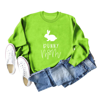 Amazon Cross-Border Export European and American Fashion Bunny Mom Fun Casual Women's Loose Long-Sleeved Round Neck Sweatshirt