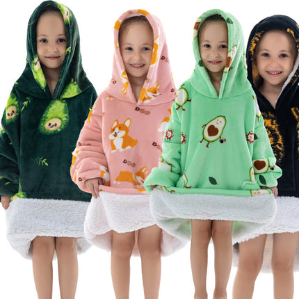New composite winter clothes home pajamas lazy TV blanket baby flannel oversized super thick lambswool cartoon