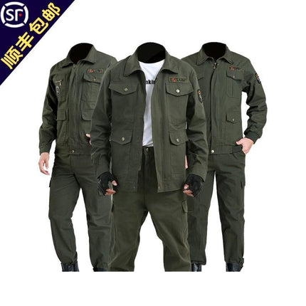 Wear-resistant work clothes suit men's autumn and winter thickened one-piece suit welding clothes anti-scald welder clothes spring and autumn labor protection clothes worker