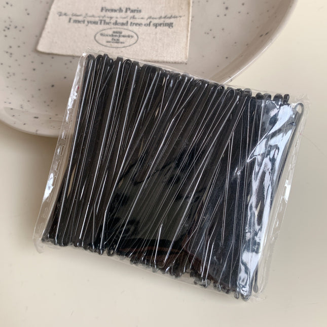 Black Word Clip Bag Simple Wave Side Clip Headwear Bangs Small Clip Steel Clip Girls' Hairpin Clip Hair Accessories