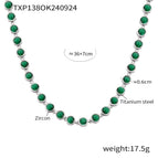 TXP138-steel green zircon necklace
