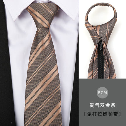 Dress Business Tie Men's and Women's Groom Wedding Black Zipper Korean Narrow No Lazy Striped Bow Tie Plaid