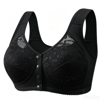 Cross-border Front Buckle Middle-aged Bra plus size Thin Underwear Push-up Bra Women's Top-up Non-steel Ring Beauty Back Vest Bra